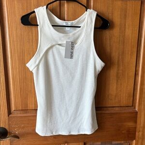 Nine West Cream Ribbed Tank Top